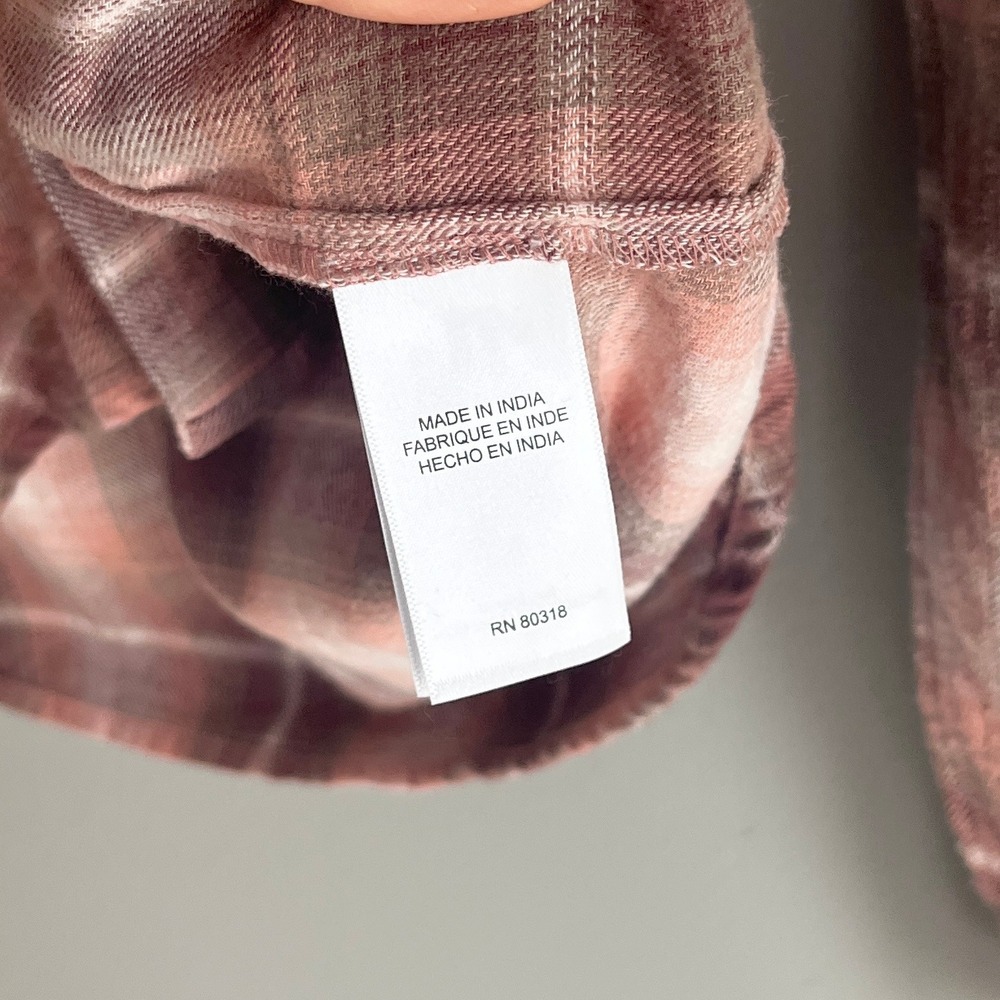 Lucky Brand Womens Peach Plaid Flannel Button Up Shirt Western Size‎ Medium - Picture 3 of 7